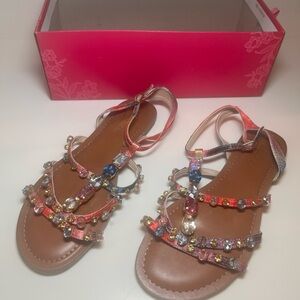 Candie's Pink Floral Sandals with Rhinestones
